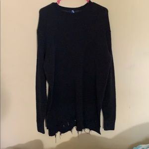 Black Distressed Sweater Dress